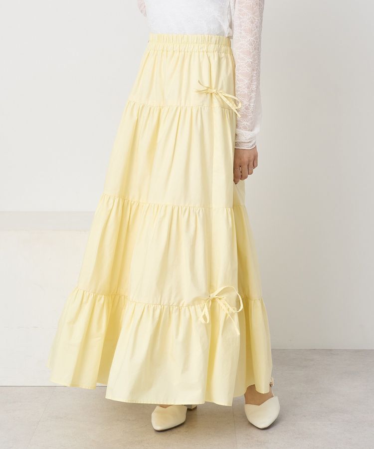 earth music&ecology「サイドリボンボリュームティアードスカート」|フレア|