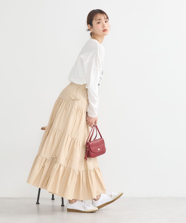 earth music&ecology「サイドリボンボリュームティアードスカート」|フレア|