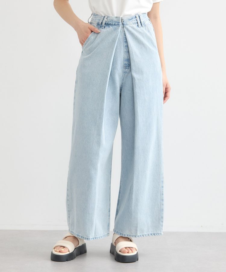 earth music&ecology「フロントタックデニムパンツ」|デニム|Light indigo