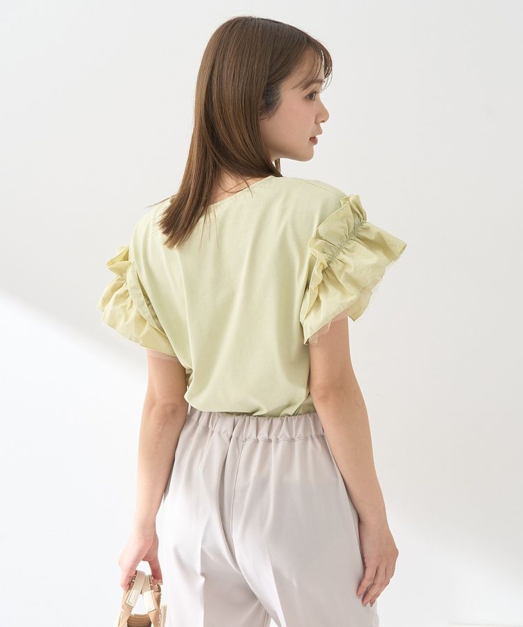 earth music&ecology「ギャザーフリルスリーブカットソー」|Tシャツ・カットソー|