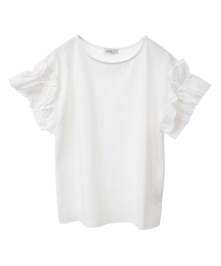 earth music&ecology「ギャザーフリルスリーブカットソー」|Tシャツ・カットソー|