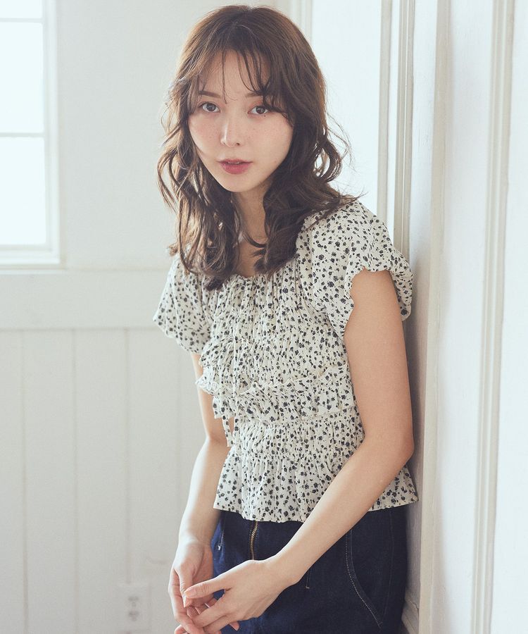 earth music&ecology「フレンチバルーンフリルブラウス」|シャツ・ブラウス|