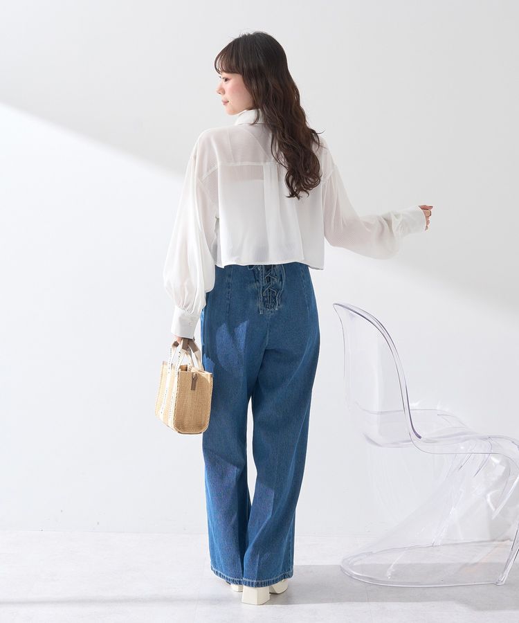 earth music&ecology「フロントチュールフリルクロップドシャツ」|シャツ・ブラウス|