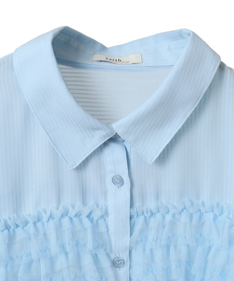 earth music&ecology「フロントチュールフリルクロップドシャツ」|シャツ・ブラウス|