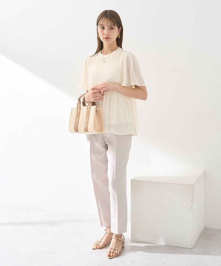 earth music&ecology「マジョリカプリーツ半袖ブラウス」|シャツ・ブラウス|