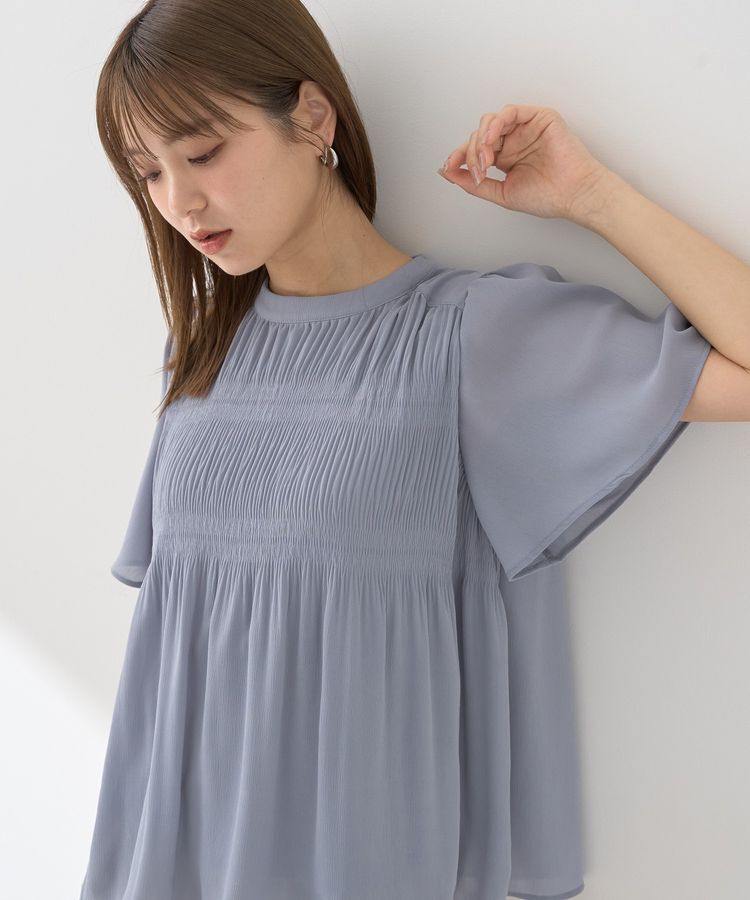 earth music&ecology「マジョリカプリーツ半袖ブラウス」|シャツ・ブラウス|