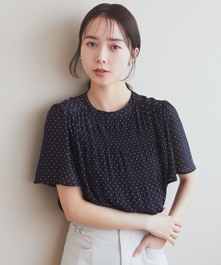 earth music&ecology「マジョリカプリーツ半袖ブラウス」|シャツ・ブラウス|