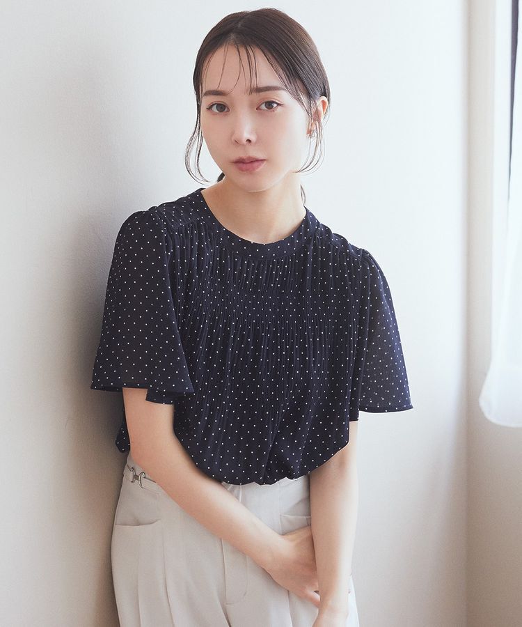 earth music&ecology「マジョリカプリーツ半袖ブラウス」|シャツ・ブラウス|