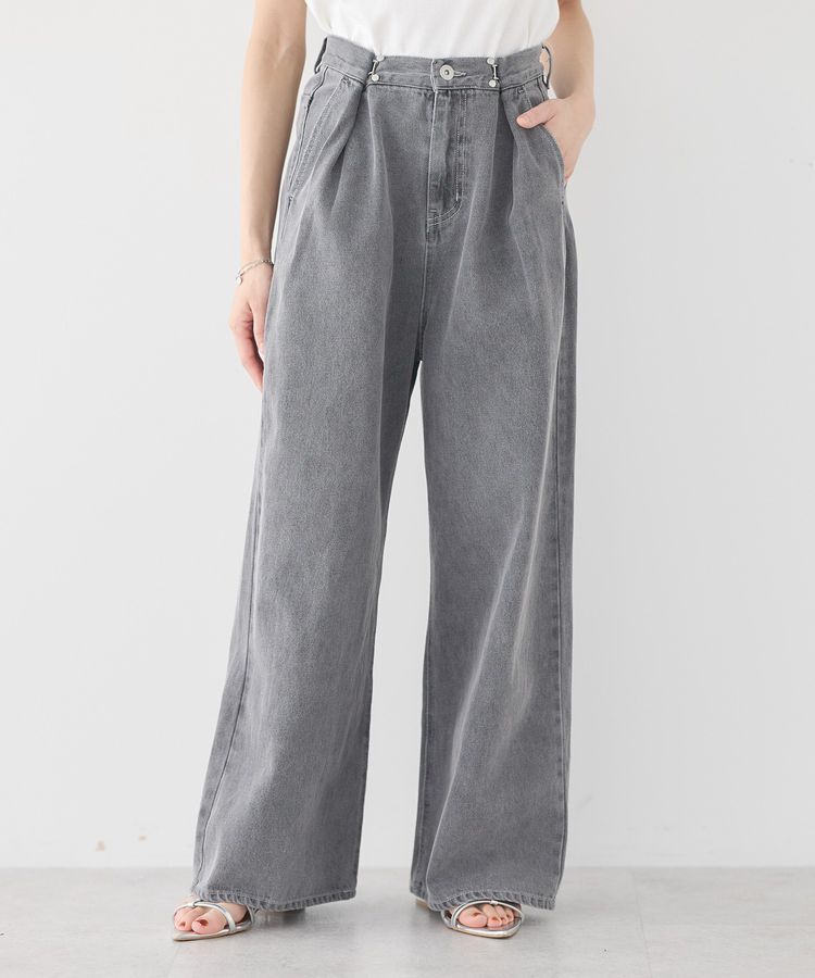 earth music&ecology「タックホックデニムパンツ」|デニム|Light Gray