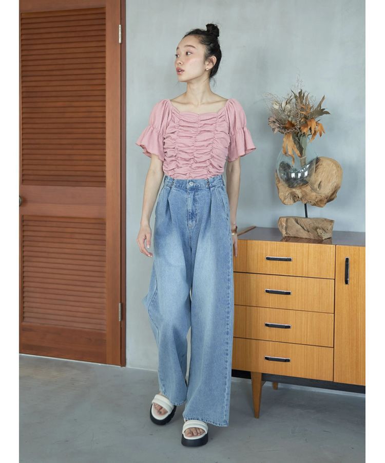 earth music&ecology「タックホックデニムパンツ」|デニム|