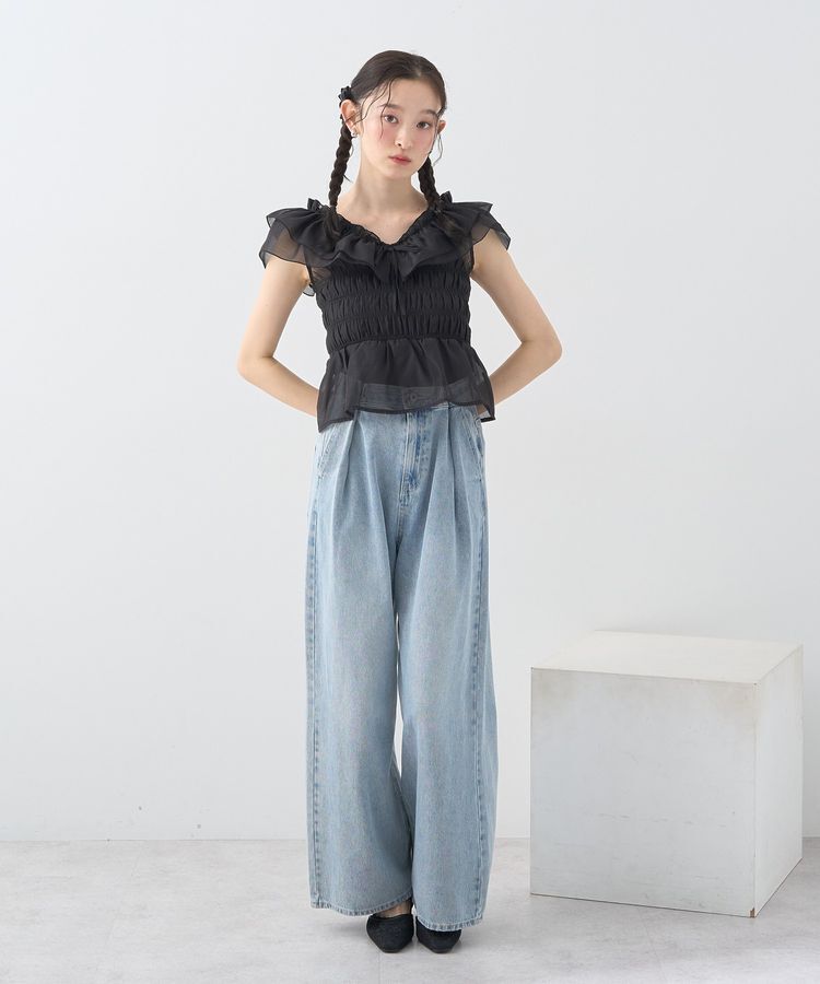 earth music&ecology「ダブルフリルノースリブラウス」|シャツ・ブラウス|