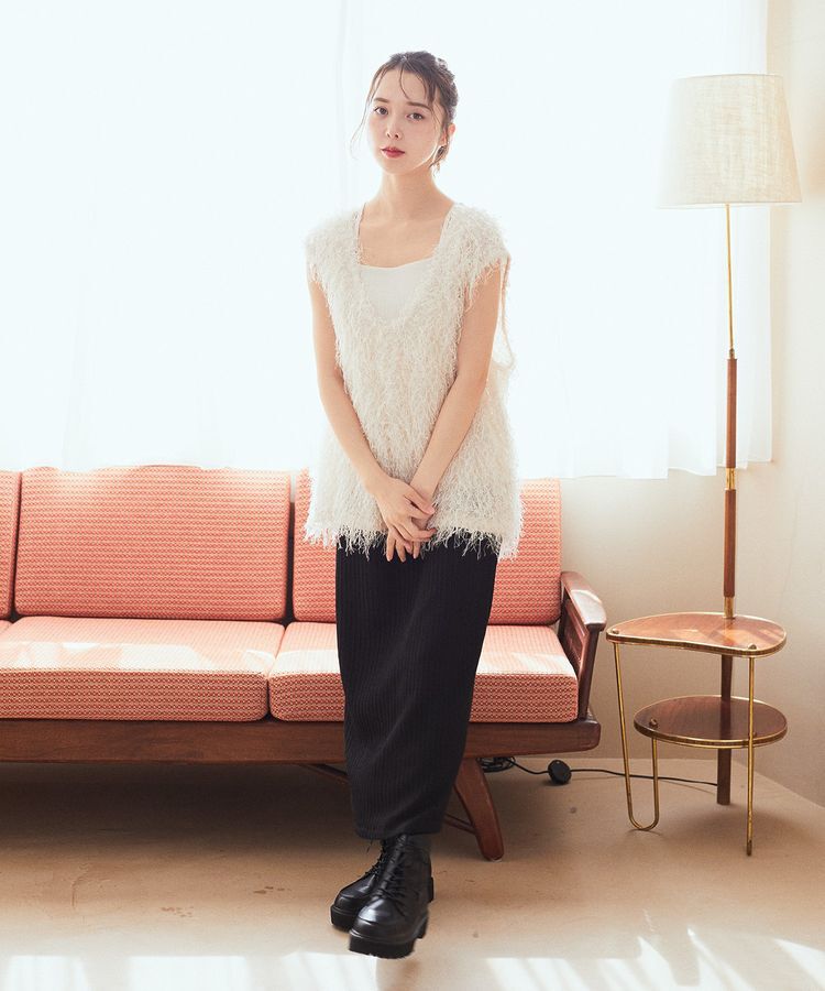 earth music&ecology「ふさふさベスト」|ベスト・ジレ|