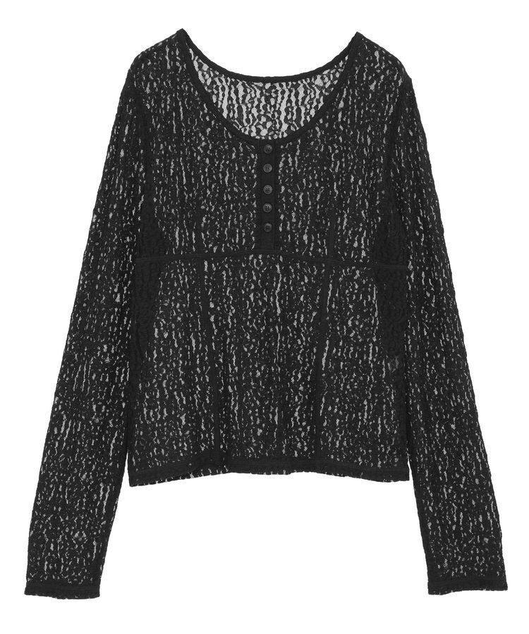 earth music&ecology「フロントボタンレースプルオーバー」|Tシャツ・カットソー|