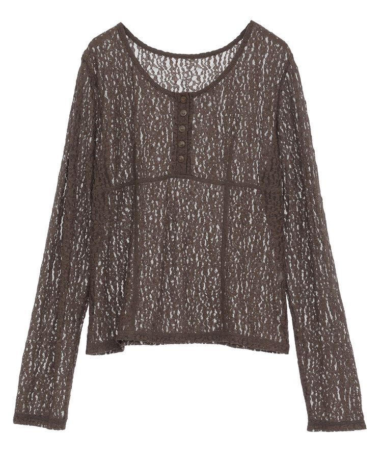 earth music&ecology「フロントボタンレースプルオーバー」|Tシャツ・カットソー|