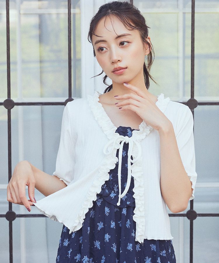 earth music&ecology「フリルカットリブカーディガン」|Tシャツ・カットソー|Off White