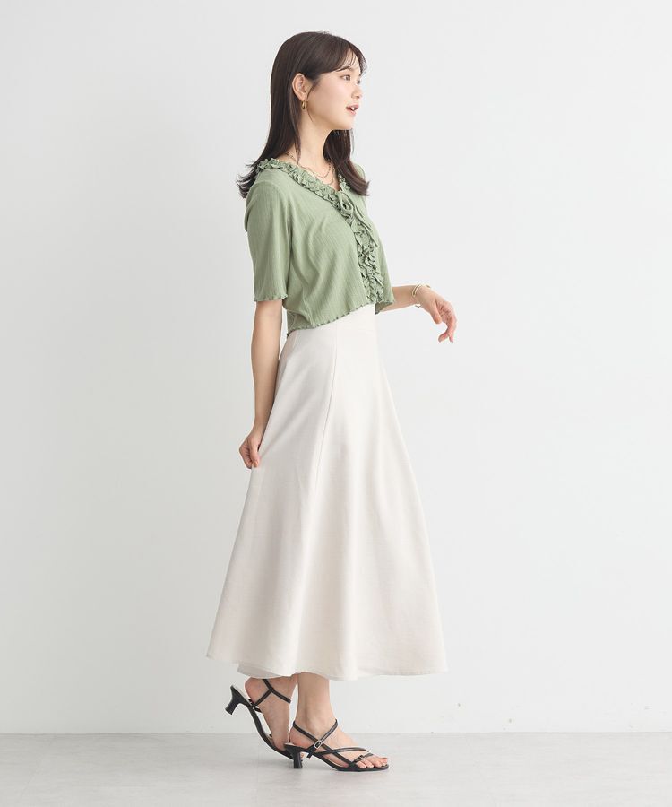 earth music&ecology「フリルカットリブカーディガン」|Tシャツ・カットソー|