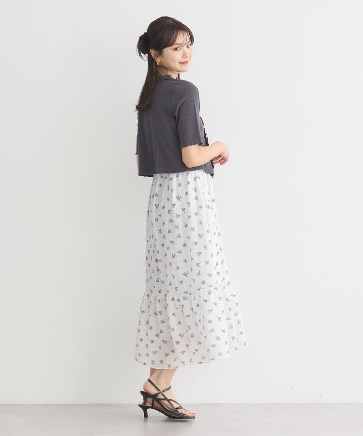 earth music&ecology「フリルカットリブカーディガン」|Tシャツ・カットソー|