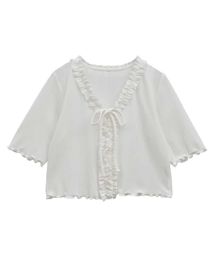 earth music&ecology「フリルカットリブカーディガン」|Tシャツ・カットソー|