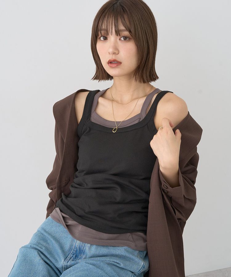 earth music&ecology「配色レイヤードタンクトップ」|キャミソール|