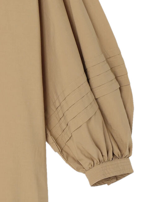  「袖ボリュームバンドカラーワンピース」|ワンピース|