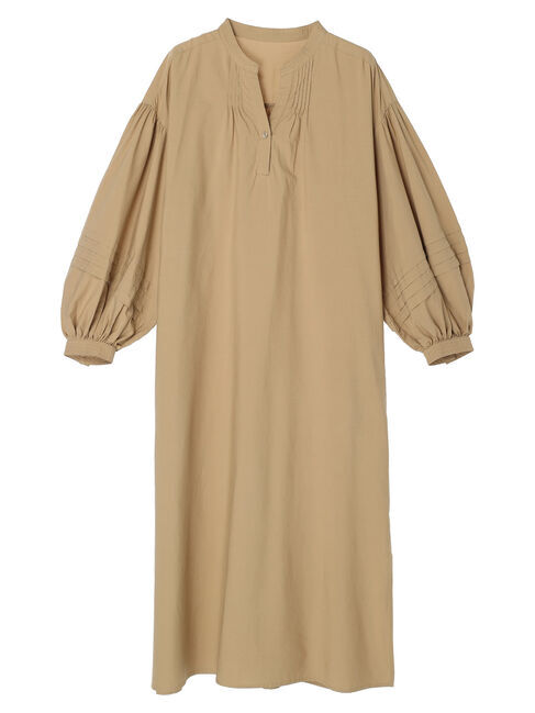  「袖ボリュームバンドカラーワンピース」|ワンピース|