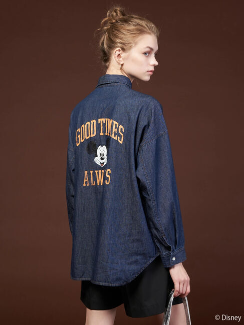  「バックプリントデニムシャツ/Mickey」|シャツ・ブラウス|ライトインディゴ