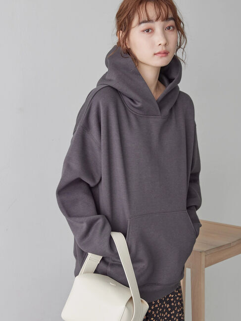  「フワフワ裏起毛パーカースウェット」|Tシャツ・カットソー|チャコールグレー