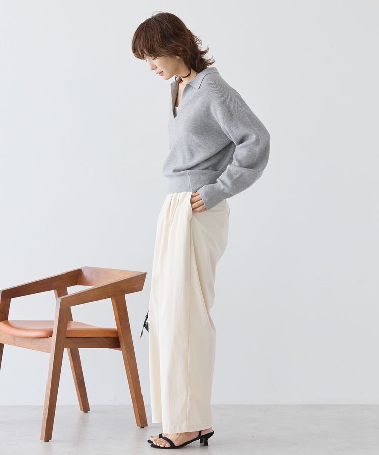 AMERICAN HOLIC「バイパチ片畦衿付きニットプルオーバー＜静電気軽減＞」|ニット・セーター|