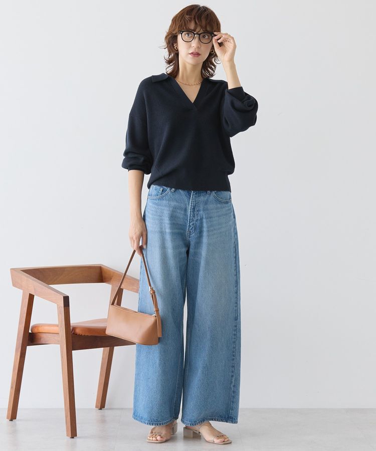 AMERICAN HOLIC「バイパチ片畦衿付きニットプルオーバー＜静電気軽減＞」|ニット・セーター|