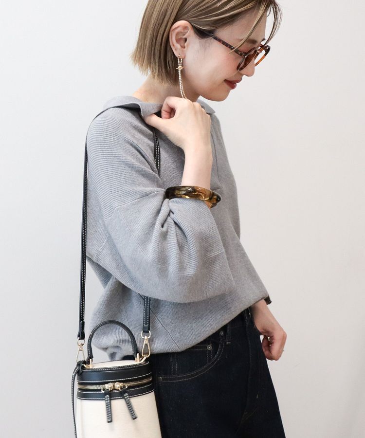 AMERICAN HOLIC「バイパチ片畦衿付きニットプルオーバー＜静電気軽減＞」|ニット・セーター|