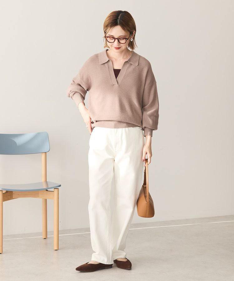 AMERICAN HOLIC「バイパチ片畦衿付きニットプルオーバー＜静電気軽減＞」|ニット・セーター|