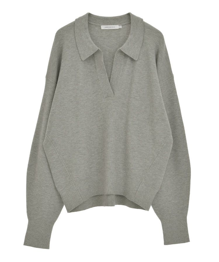 AMERICAN HOLIC「バイパチ片畦衿付きニットプルオーバー＜静電気軽減＞」|ニット・セーター|