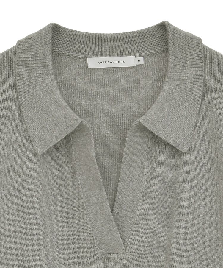 AMERICAN HOLIC「バイパチ片畦衿付きニットプルオーバー＜静電気軽減＞」|ニット・セーター|
