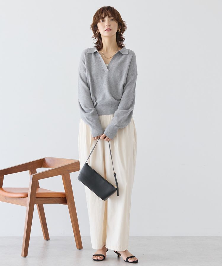 AMERICAN HOLIC「バイパチ片畦衿付きニットプルオーバー＜静電気軽減＞」|ニット・セーター|