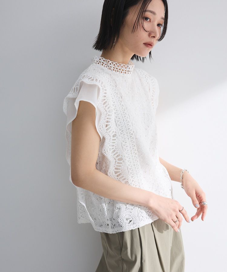 Green Parks「・Petit Fleur フレンチレーシーブラウス」|シャツ・ブラウス|Off White