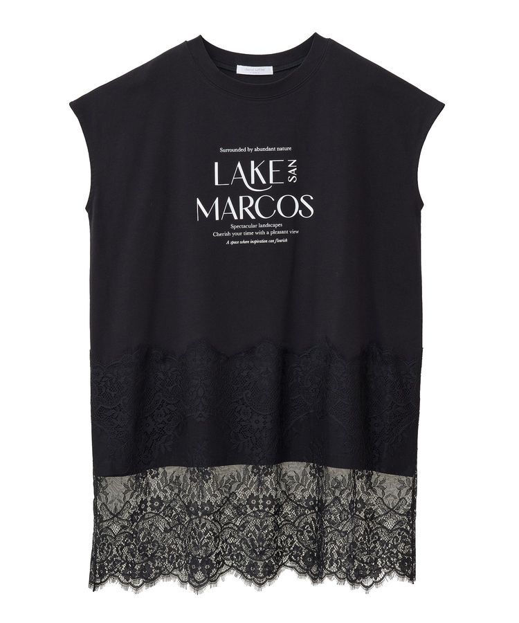 Green Parks「フレンチスリーブ裾レースロゴチュニック」|チュニック|