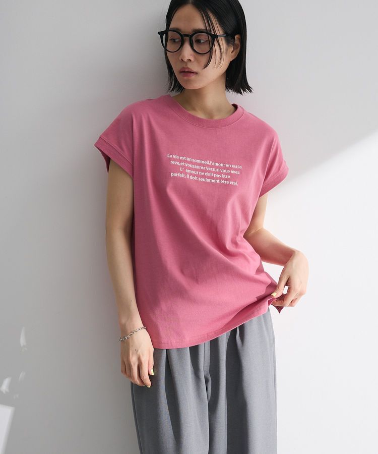 Green Parks「・swing by フレンチスリーブ刺繍TEE」|Tシャツ・カットソー|Pink