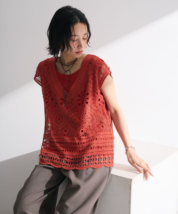 armonia「SET2点クロシェプルオーバー+タンクトップ」|Tシャツ・カットソー|Orange