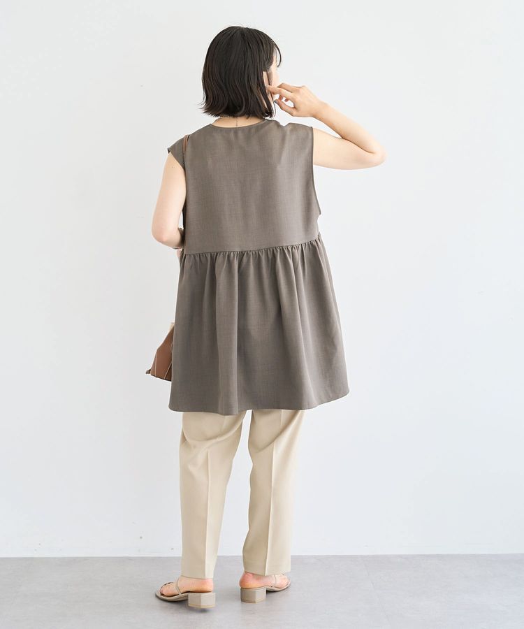 Green Parks「麻調ミディ丈ZIPベスト」|ベスト・ジレ|