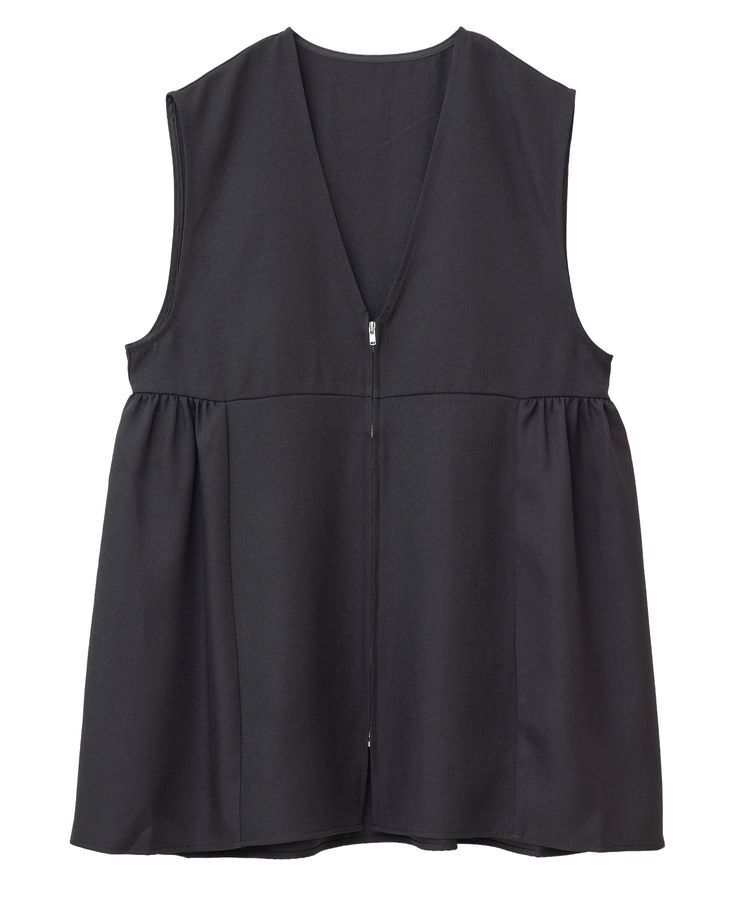 Green Parks「麻調ミディ丈ZIPベスト」|ベスト・ジレ|