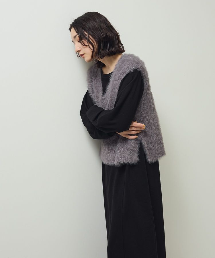 Green Parks「SET2点ラメフェザーベスト+ミニ裏毛ワンピース」|ワンピース|