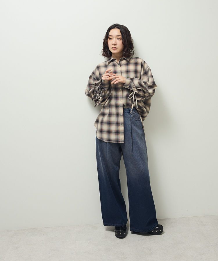 Green Parks「・ELENCARE DUE チェックギャザーシャツ」|シャツ・ブラウス|