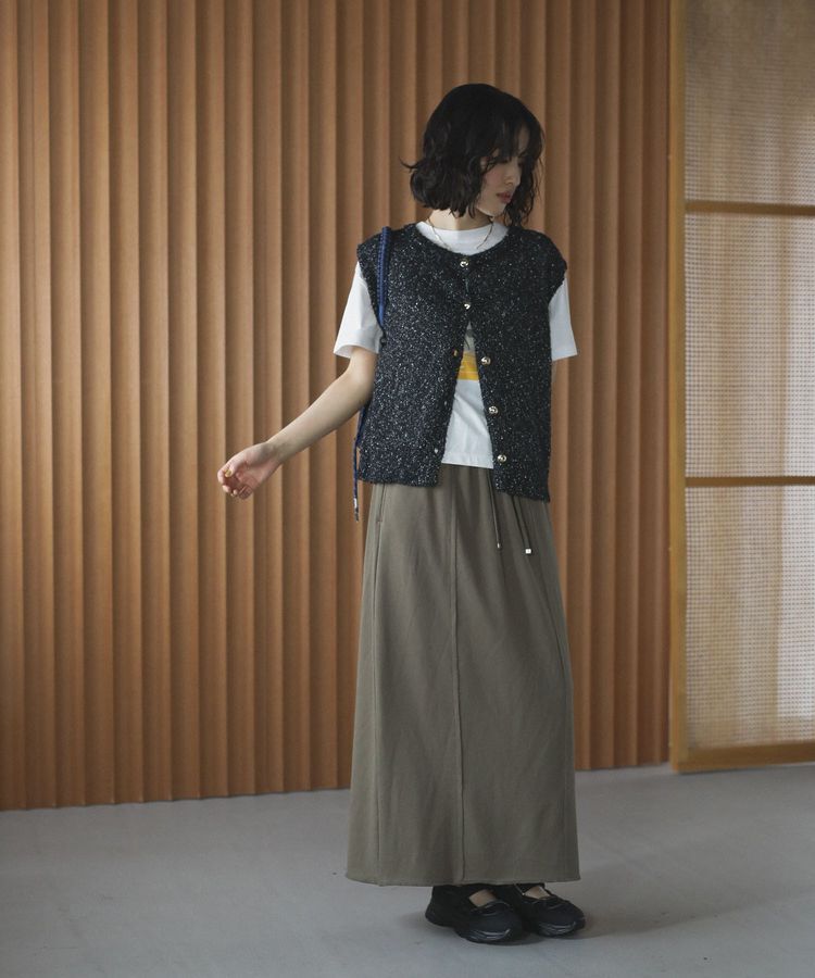 Green Parks「ドロストイージーウエスト裏毛Iラインスカート」|タイト|