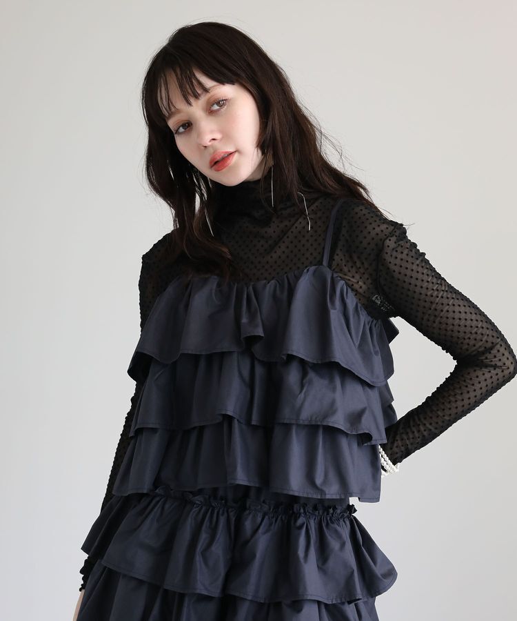 Green Parks「・SUGAR SPOON レザーライクティアードキャミ」|ベスト・ジレ|Navy