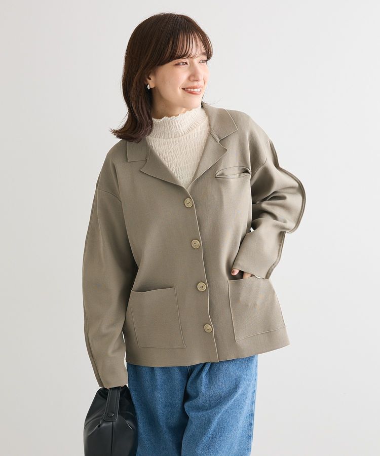 Green Parks「・ELENCARE DUE ニットシングルジャケット」|カーディガン|Gray Beige
