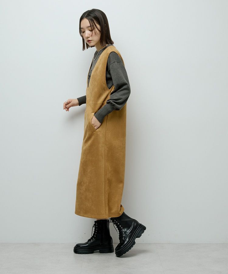 Green Parks「なめらかタッチスウェード調ジャンパースカート」|ジャンパースカート|