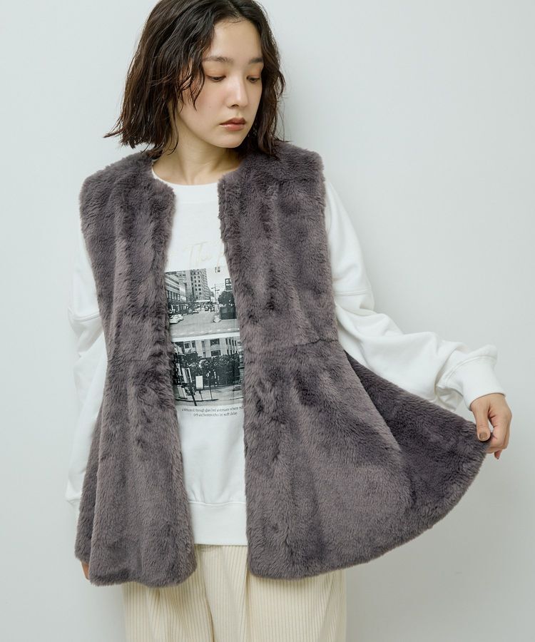 Green Parks「・ELENCARE DUE ペプラムフェイクファーベスト」|ベスト・ジレ|