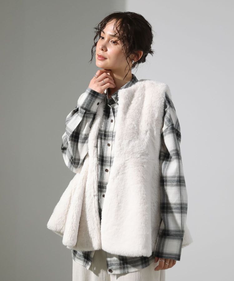 Green Parks「・ELENCARE DUE ペプラムフェイクファーベスト」|ベスト・ジレ|