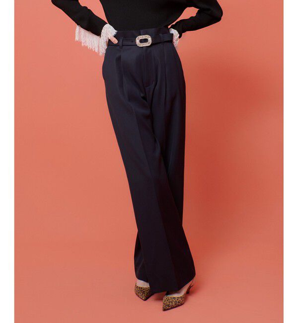 LOULOU WILLOUGHBY「【LOULOU WILLOUGHBY】ビジューバックルパンツ」|チノ|ネイビー