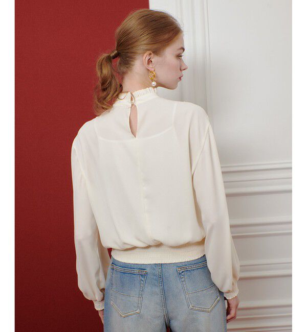 LOULOU WILLOUGHBY「【LOULOU WILLOUGHBY】スタンドフリルシャーリングブラウス」|シャツ・ブラウス|